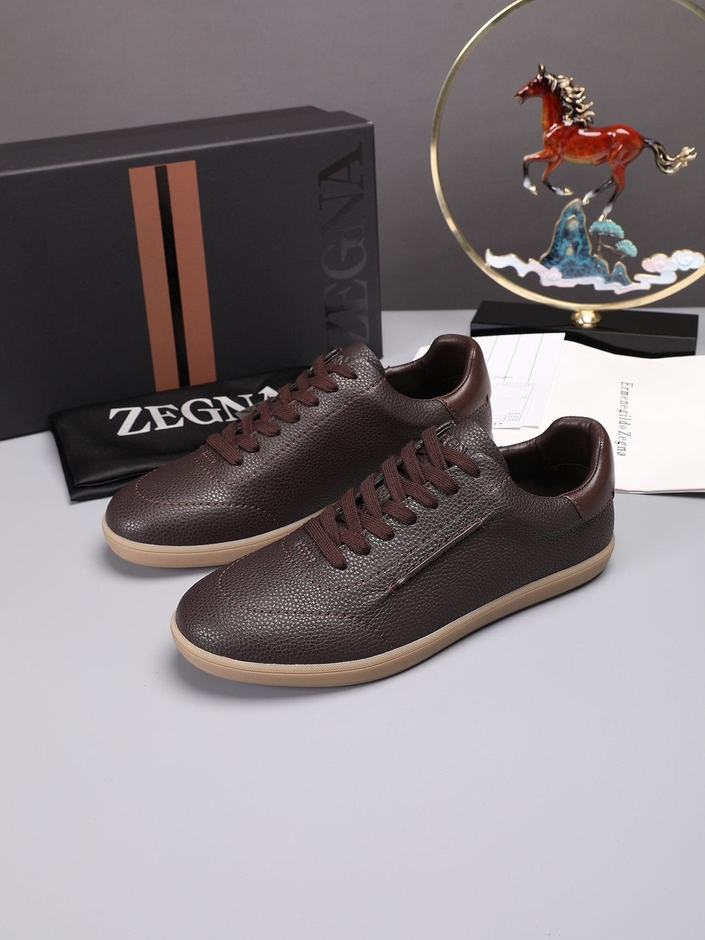 Zegna Men's Textured Leather Sneakers