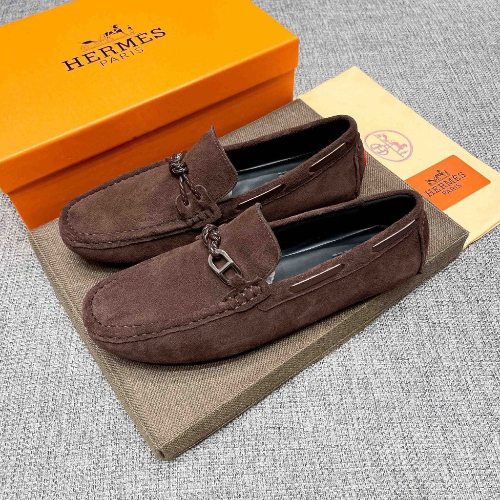 Hermès Suede-Look Driving Loafers