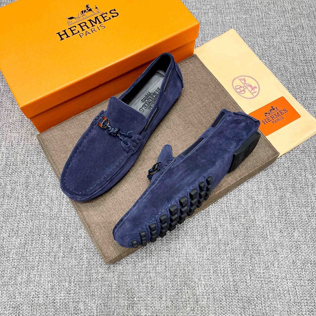 Hermès Suede-Look Driving Loafers