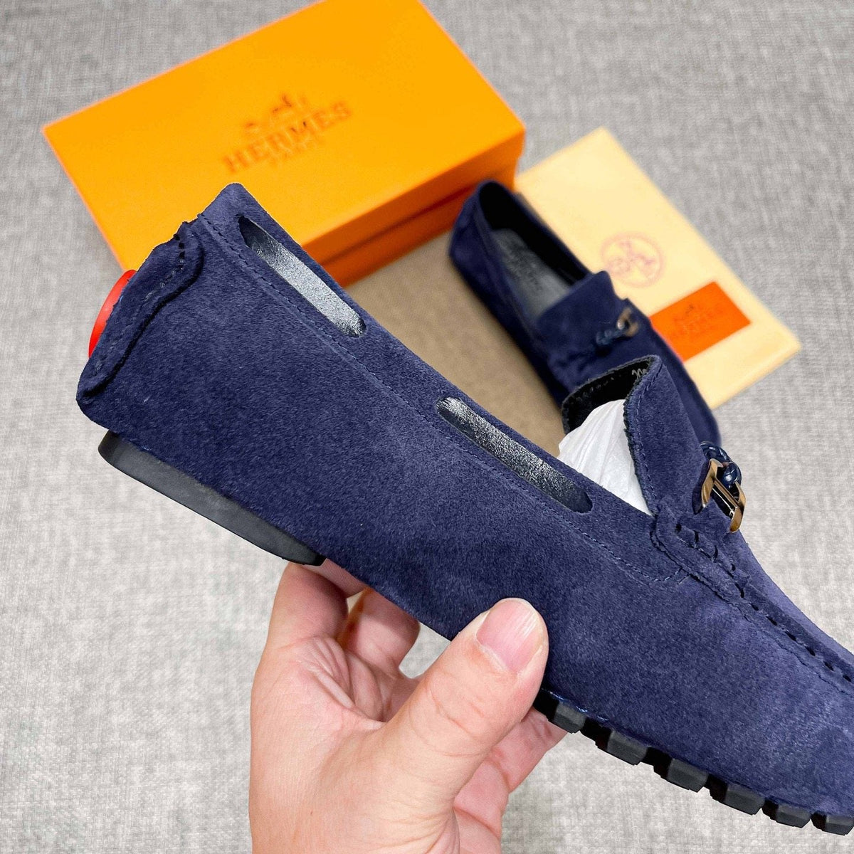 Hermès Suede-Look Driving Loafers