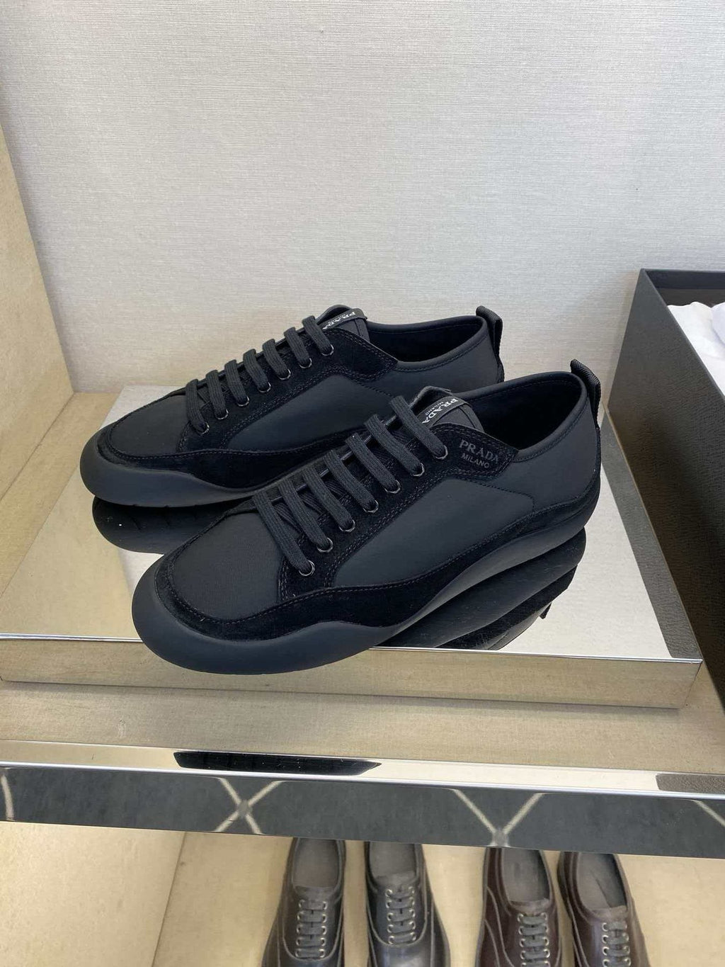 Prada Men's Low-Top Sneakers - Lace-Up Closure