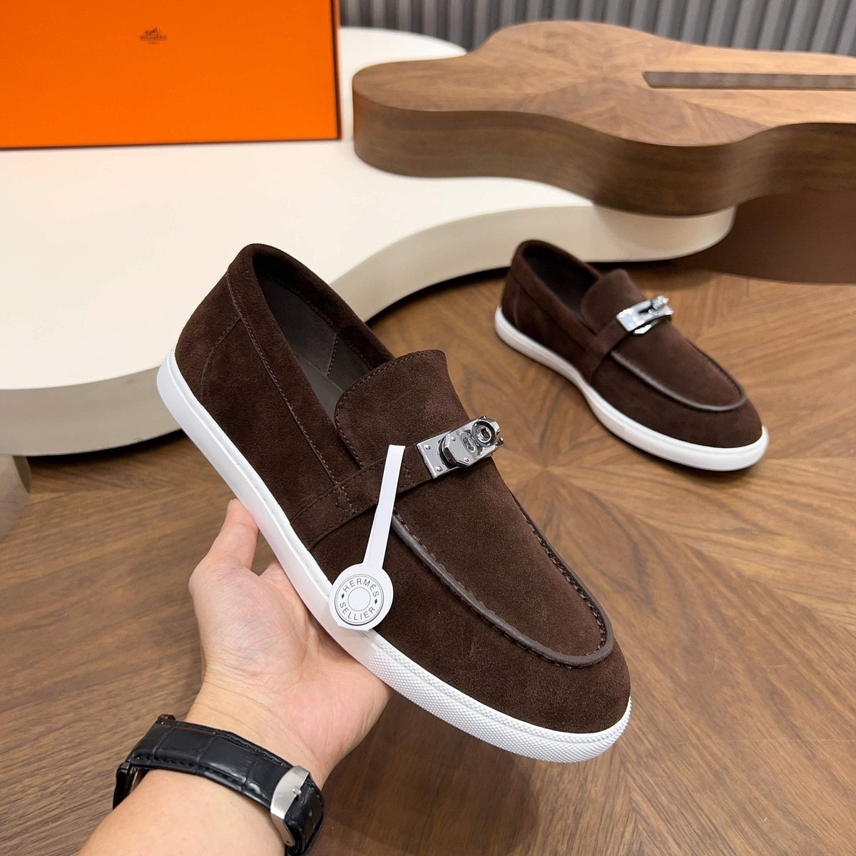 Hermès Men's Textured Bar Loafers