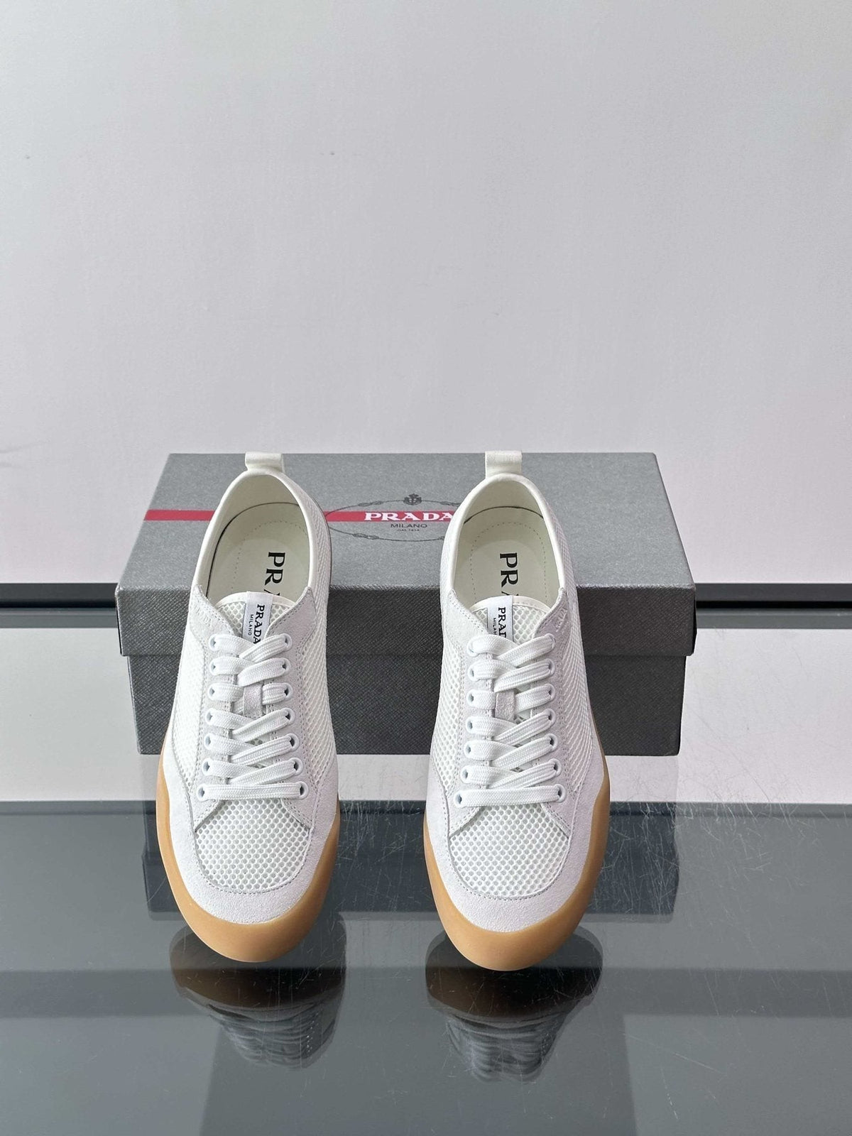 Prada Men's Low-Top Perforated Sneakers