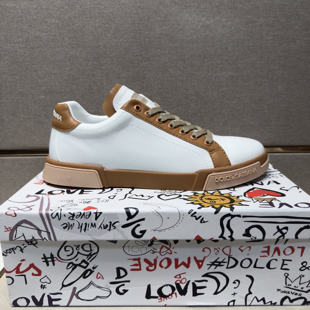 Dolce & Gabbana Men's White Black Low-Top Sneakers