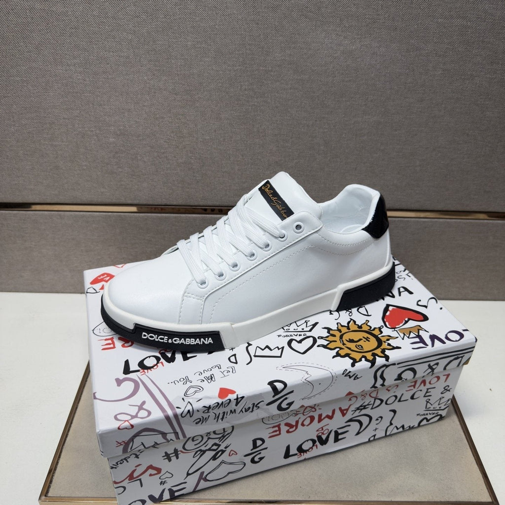 Dolce & Gabbana Men's White Black Low-Top Sneakers