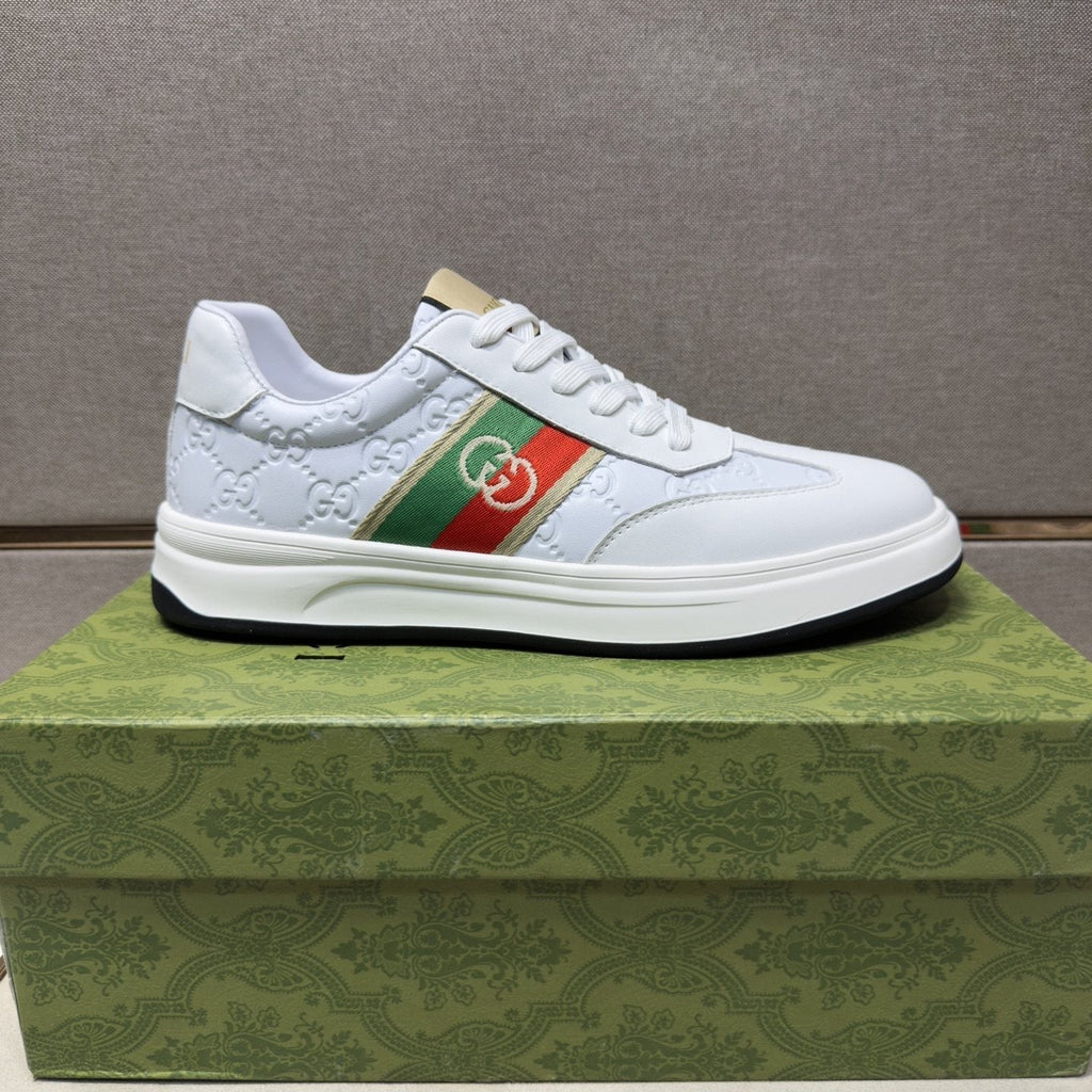 Gucci Men's Green-Red Stripe Low-Top Sneakers