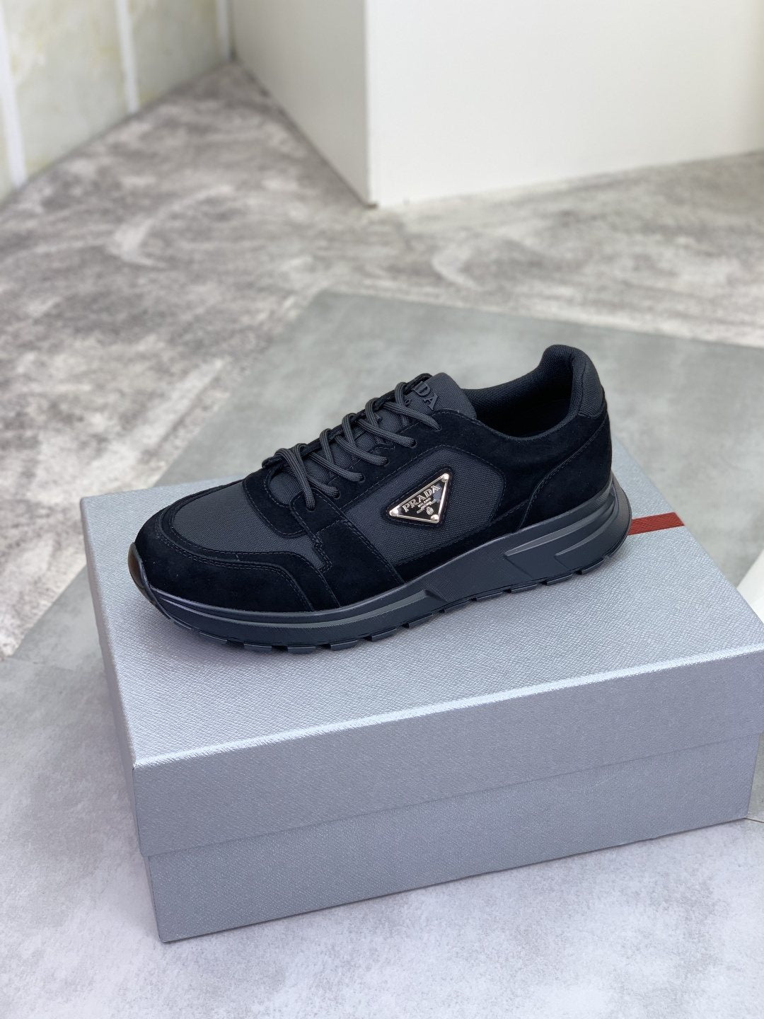Prada Gray Paneled Men's Sneakers