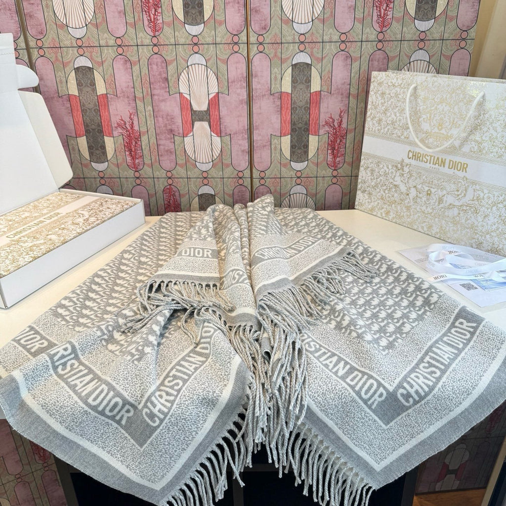 Dior Fringed Monogram Scarf