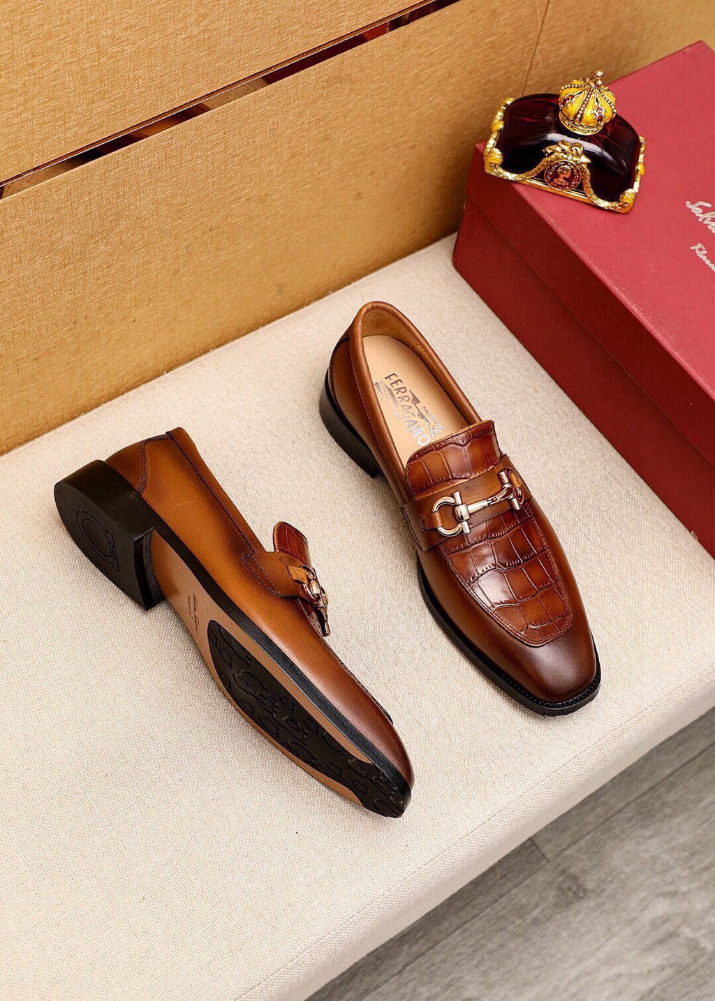 Ferragamo Embossed Bit Loafers