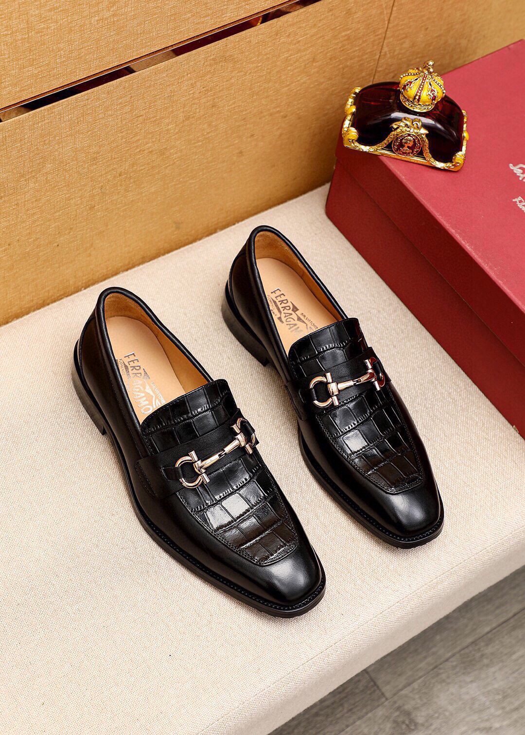 Ferragamo Embossed Bit Loafers