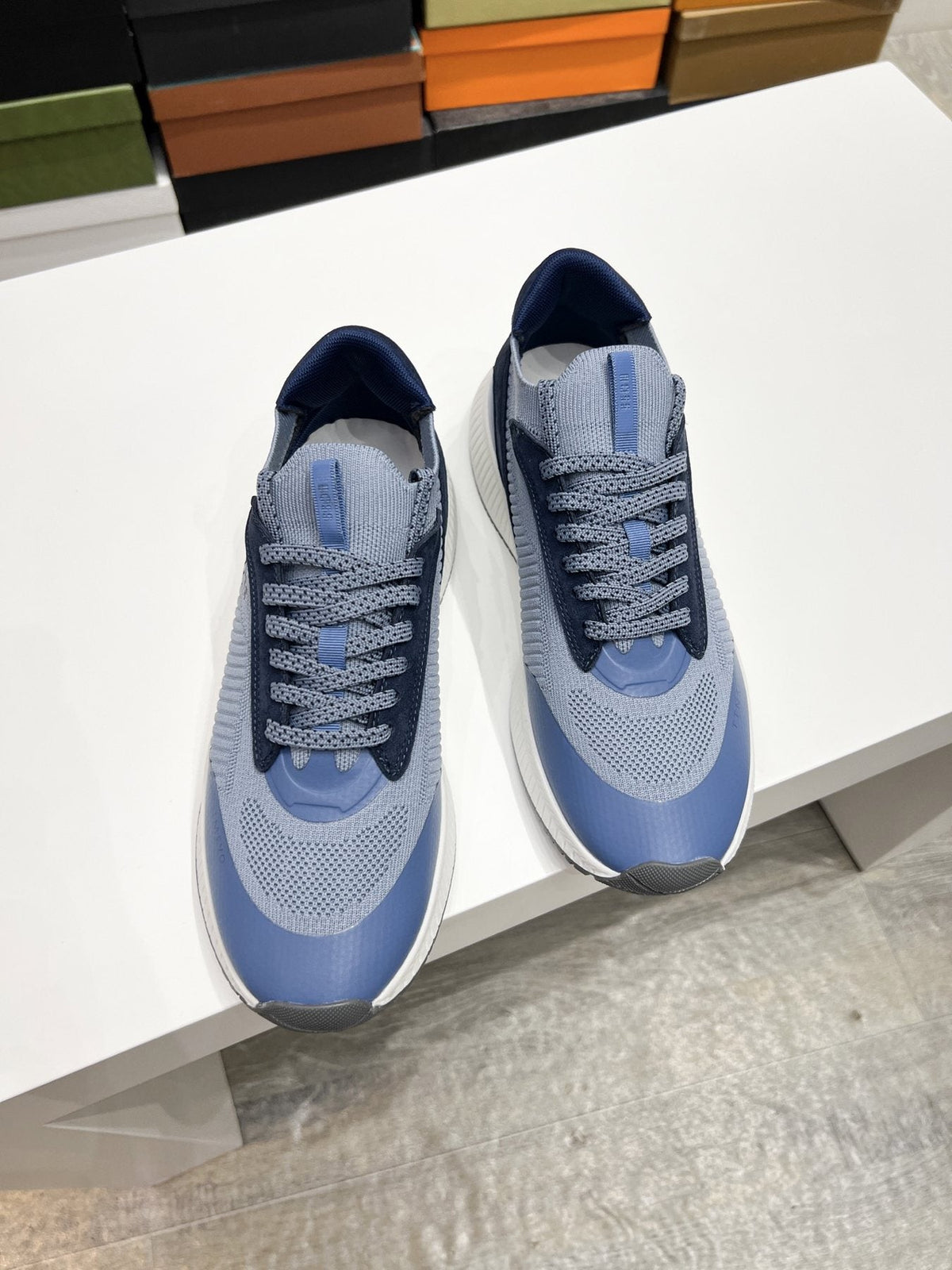 BOSS Knit Ribbed-Sole Sneakers