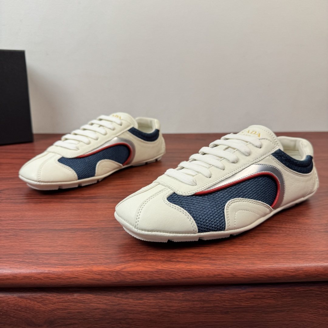 Prada Mesh Panel Low-Top Sneakers - Rubber Sole