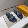 Louis Vuitton Men's Textured Monogram Slide Sandals