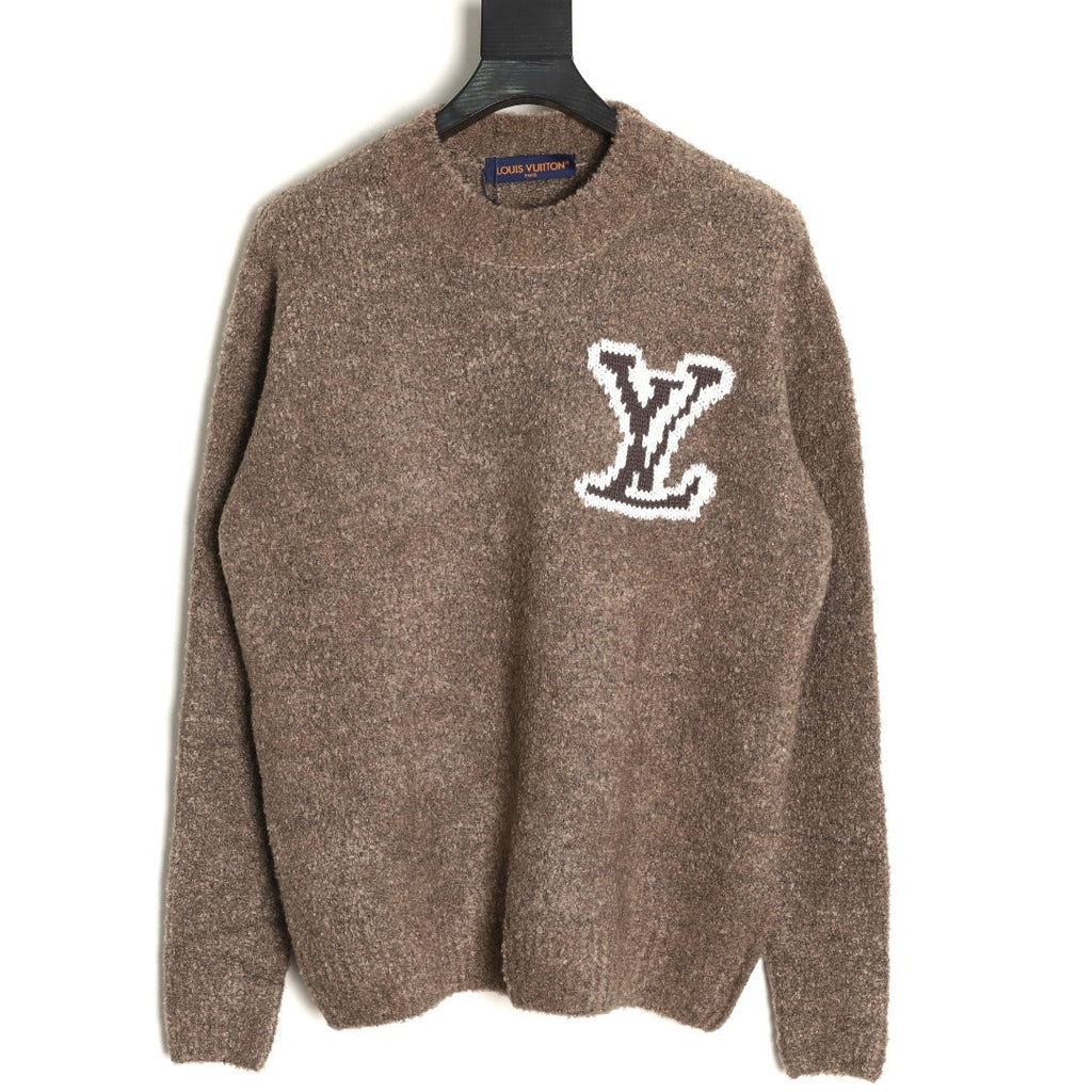 Louis Vuitton 22FW Large LV-Motif Knit Sweater - Brown