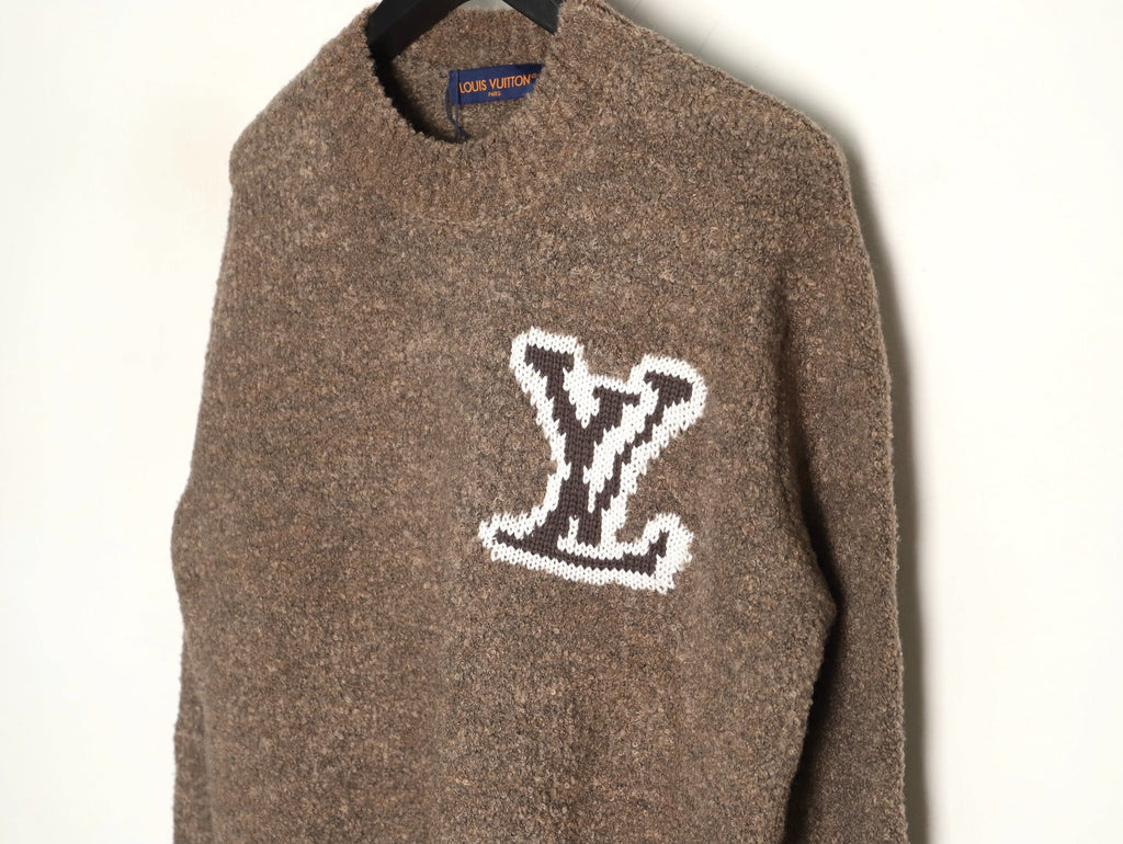 Louis Vuitton 22FW Large LV-Motif Knit Sweater - Brown