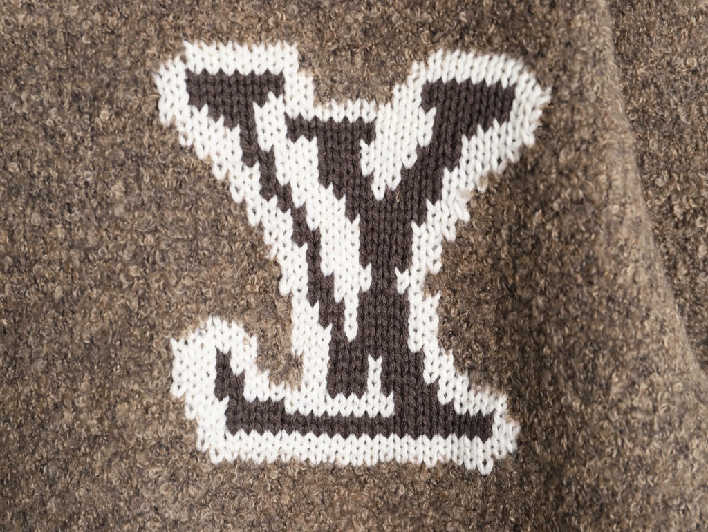 Louis Vuitton 22FW Large LV-Motif Knit Sweater - Brown
